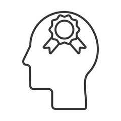human profile head with medal icon
