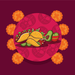 delicious tacos with guacamole sauce mexican food