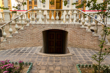 Courtyard basement entrance, Moghadam historic house museum, Tehran, Iran