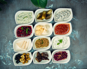 various selection of salad served in plate