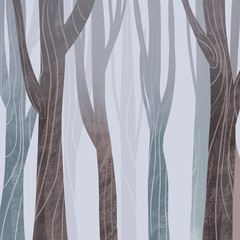 Сolorful raster illustration with stylish forest. Hand drawn nature background for your design.Textile, blog decoration, banner, poster, wrapping paper.