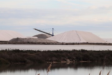 Les salins du midi à Aigues Mortes - Département du Gard - Région Occitanie - France - Site de production de sel de mer