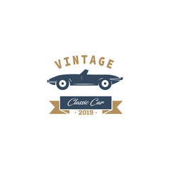 Vintage car logo design template. Retro and classic car for service, repair, shop