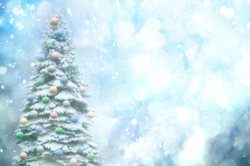 Obraz premium Christmas tree over colors background