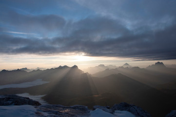 Sunset on top of th Dolomites