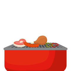 oven barbecue with food isolated icon vector illustration design