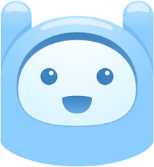 Cool blue character in funny hat. Cartoon icon.
