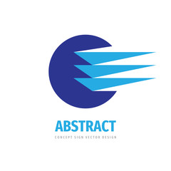 Fototapeta na wymiar Speed wing - vector logo template concept illustration in blue color. Abstract wing shape in circle creative sign. Transport icon. Graphic design element.