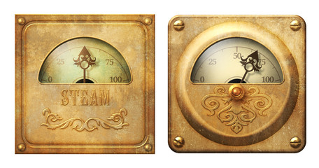 Steampunk victorian gauge meters illustration