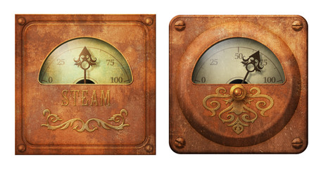 Steampunk victorian gauge meters illustration