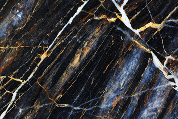 White, yellow and gold patterned natural of dark gray marble texture background for product design.