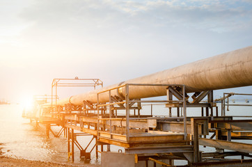 Laying natural gas pipelines into the sea