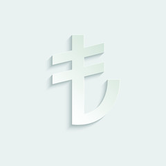 paper Turkish lira icon. Turkish lira sign. vector 