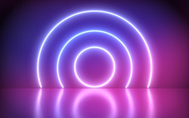 Neon abstract background, pink and blue spectrum vibrant colors, glowing lines, tunnel, neon lights, laser show.