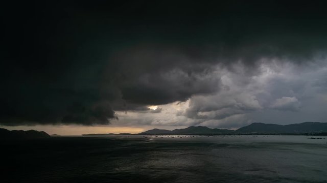 Timelapse footage of Storm clouds and rain over sea, Dark storm clouds passing video Time Lapse,High quality footage clouds over sea
