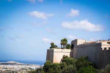 Fototapeta na wymiar View from the old capital of Malta, Mdina