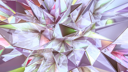 Tech tech triangle crystal background. 3d illustration, 3d rendering.