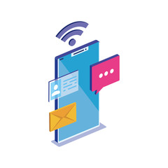 Smartphone design, Digital technology communication social media internet and web theme Vector illustration