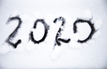 written with a finger on the snow 2020, happy new year.
