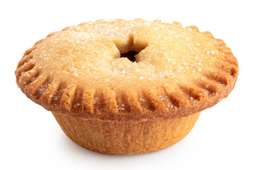 Traditional british christmas mince pie isolated on white.