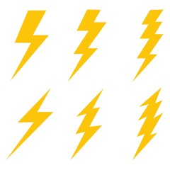 Set Lightning bolt. Thunderbolt, lightning strike, Modern flat style vector illustration.