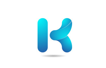 blue gradient logo k alphabet letter design icon for company
