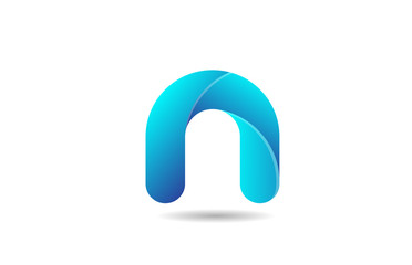 blue gradient logo n alphabet letter design icon for company