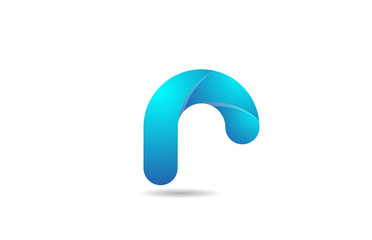 blue gradient logo r alphabet letter design icon for company