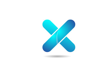 blue gradient logo x alphabet letter design icon for company