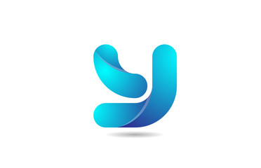 blue gradient logo y alphabet letter design icon for company - obrazy, fototapety, plakaty