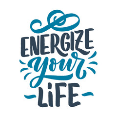 Abstract lettering about sport and fitness for poster or print design. Healthy lifestyle. Modern calligraphy for business success concept. Handwritten letters. Typography funny quote. Vector