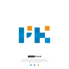 PK P K Logo Monogram with Blue and yellow Colors. modern letter logo design