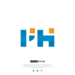 PH P H Logo Monogram with Blue and yellow Colors. modern letter logo design