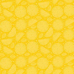 Fresh lemons  hand drawn on a yellow background .