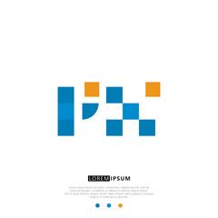 PX P X Logo Monogram with Blue and yellow Colors. modern letter logo design