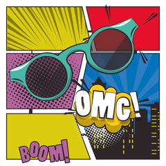 poster pop art style with sunglasses accessory