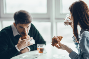 couple having dinner in restaurant