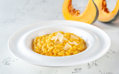 Portion of pumpkin risotto