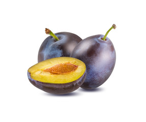 Plum isolated on white background with clipping path