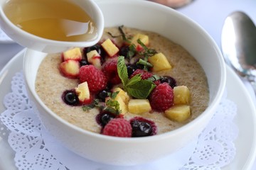 fresh salad with strawberries and blueberries