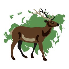 deer On a vector white background map