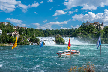 View of the Rhine Falls with the Laufen Castle in Neuhausen
