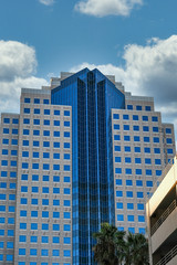 Modern Stone and Blue Glass Building in the Tropics