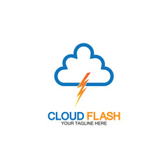 Cloud flash vector logo icon design template-vector