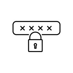 Concept of password security. Outline thin line flat illustration. Isolated on white background. 