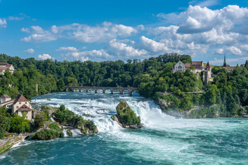 View of the Rhine Falls with the Laufen Castle in Neuhausen