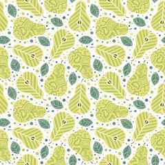 Naklejka premium Frash pears modern beauty doodle seamless pattern.