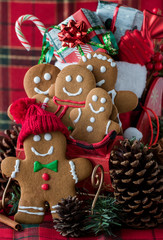 Gingerbread family in a sleigh.