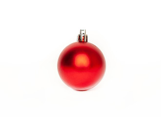 New Year, Christmas ball bauble winter decoration red ball on a white background