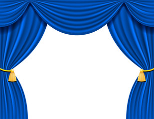 blue theatrical curtain for design vector illustration